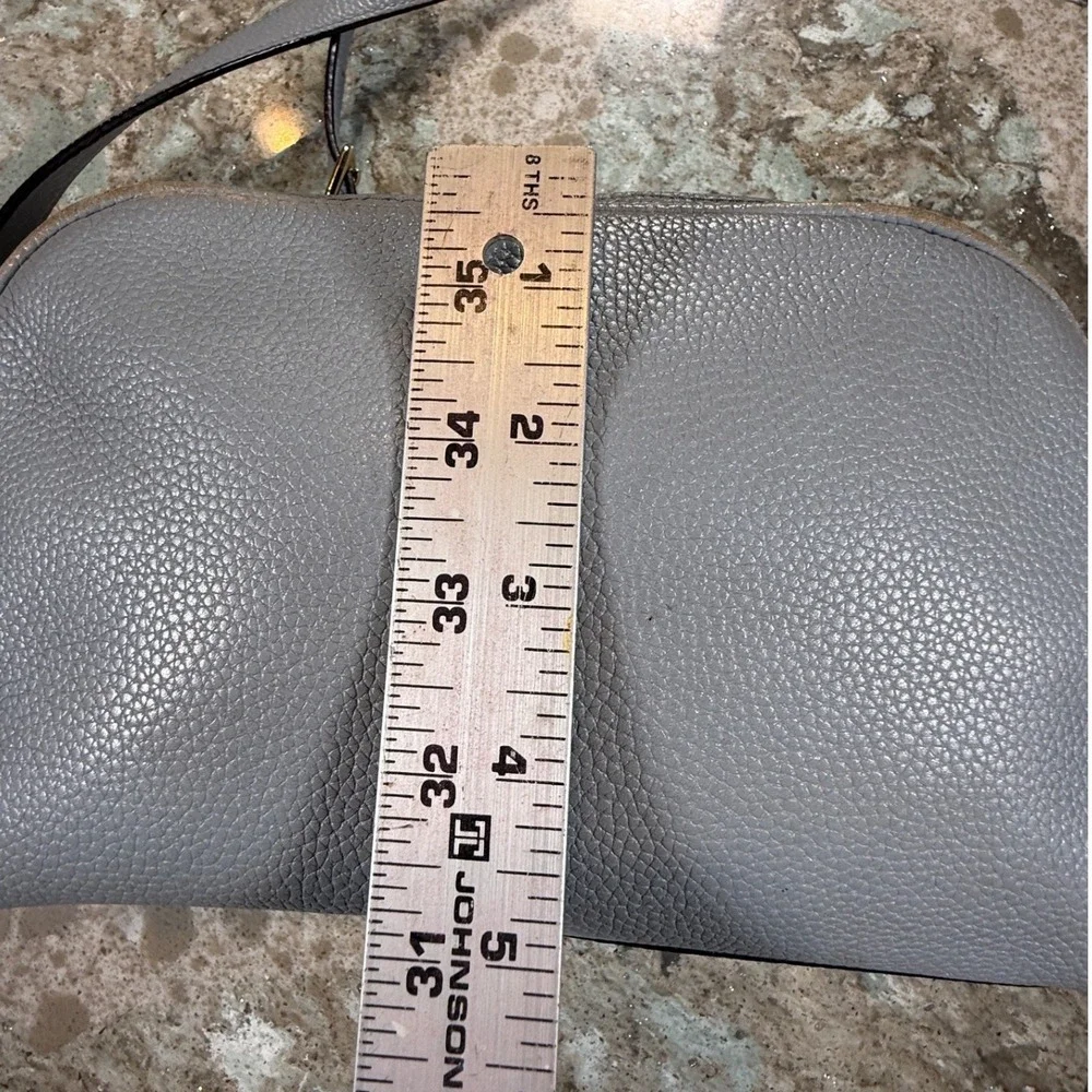 Kate Spade New York Grey Blue Pebbled Leather Dome Crossbody Bag Gold Hardware S